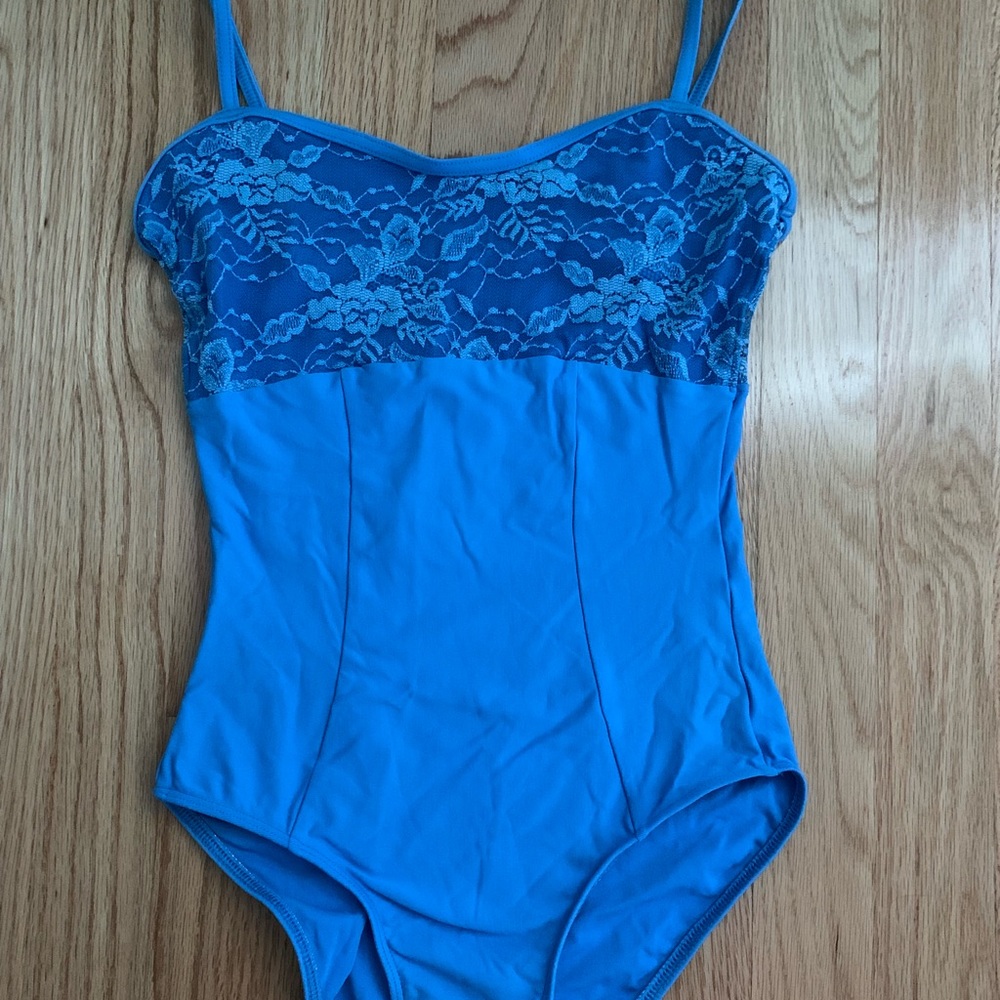 Wear Moi light blue leotard, size Small